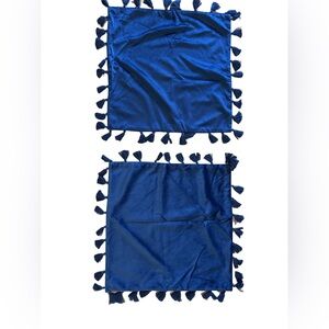 Blue Tassel Throw Pillow Covers set of 2